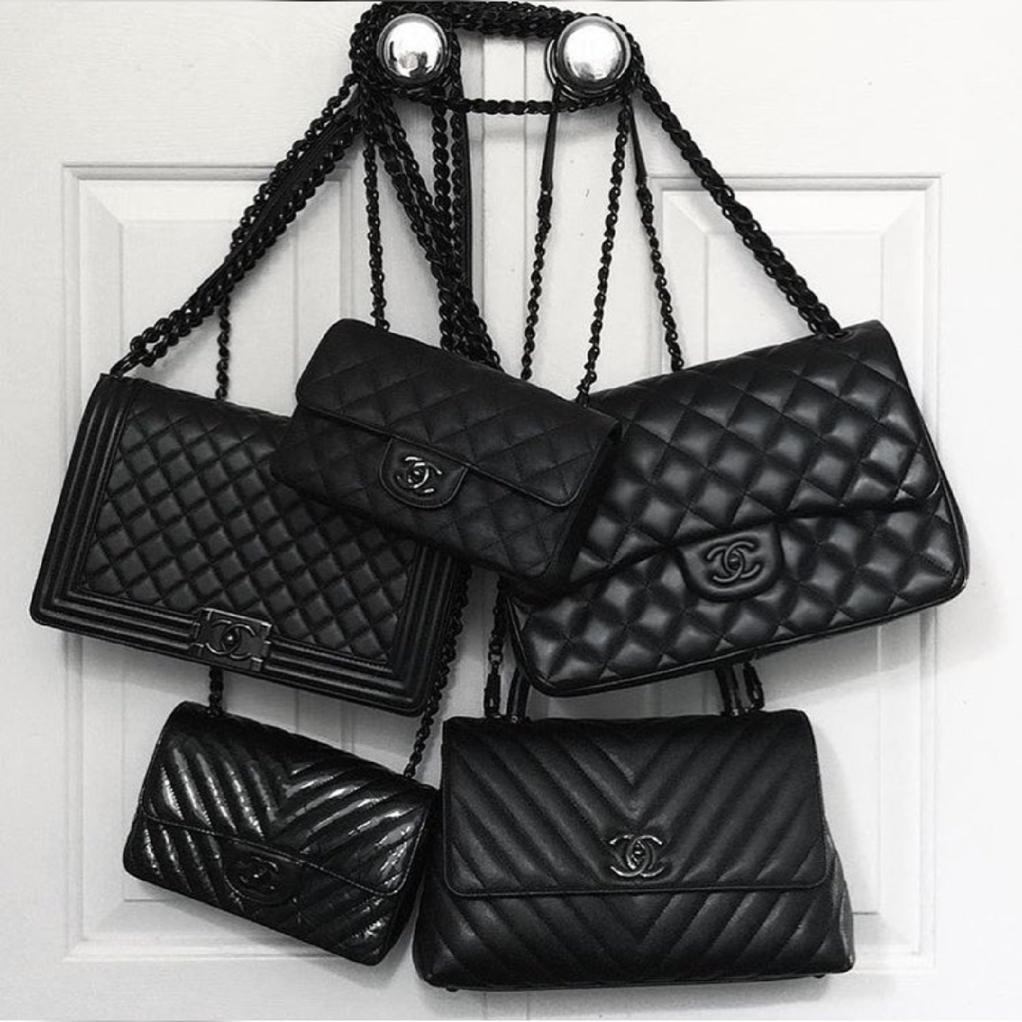 Chanel So Black Matelasse Patent Leather Single Flap Bag, Chanel Handbags